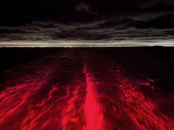 red wake on Brilliant Lady
