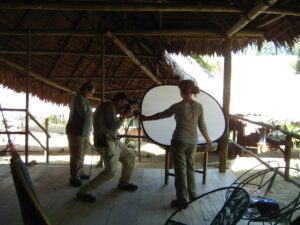 Makeshift studio in the Amazon